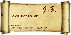 Gera Bertalan névjegykártya